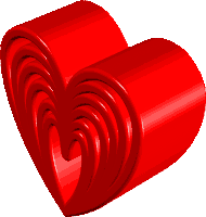 a red heart is stacked on top of itself