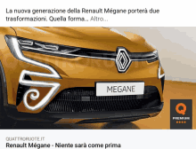 a picture of a renault megane is displayed on a quattroruote.it page