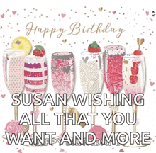 susan wishing all that you want and more is written on a birthday card