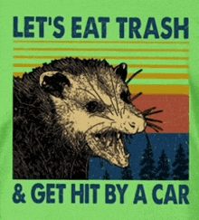 a t-shirt that says let 's eat trash & get hit by a car