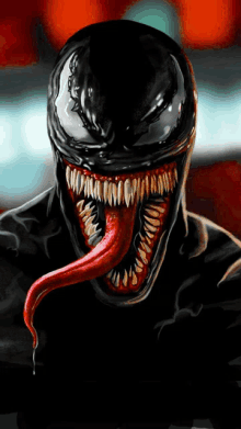 a painting of venom with a long tongue sticking out of his mouth