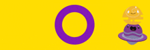 a purple circle is on a yellow background