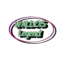 a logo for waldo 's legend has a purple border