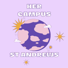 a purple background with the words her campus st andrews on it