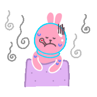 a cartoon rabbit with a thermometer in its mouth