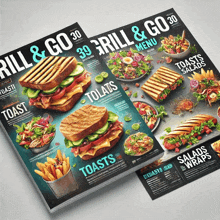 a menu for a restaurant called rill & go 30