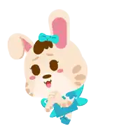 a cartoon illustration of a bunny with a bow on her head