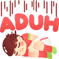 a cartoon of a boy laying on the floor with the word aduh above him