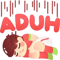 a cartoon of a boy laying on the floor with the word aduh above him