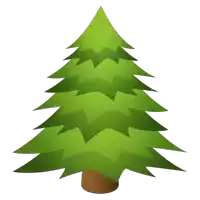 a cartoon christmas tree with a brown base