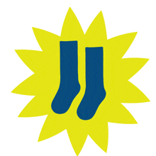 a pair of blue socks are on a yellow star