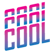 the word cool is written in purple and blue letters on a white background .