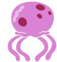 a cartoon illustration of a pink jellyfish with red spots on it