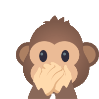 a cartoon monkey is covering its mouth with its hands