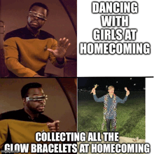a meme about dancing with girls at homecoming