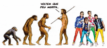 a cartoon shows the evolution of humans from monkeys to men