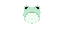 a drawing of a frog with a big head