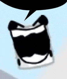 a pixelated image of a person 's mouth with a black speech bubble above it