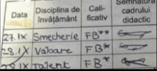 a sheet of paper with a list of disciplines