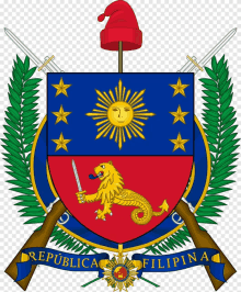 a coat of arms for republica filipina shows a lion holding a sword