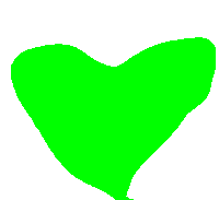 a green heart on a white background with a pink outline