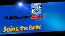 a cartoon character with a box on his head and the words milkcheetos joins the battle