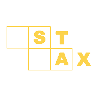 a logo for a company called stax is displayed on a white background