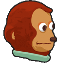 a cartoon monkey with a scarf around its neck is making a funny face .