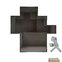 a pixelated image of a person standing in a room