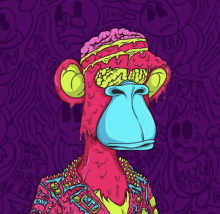 a monkey with melted brains and a jacket that says ' swag ' on it