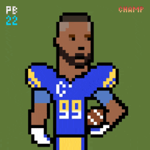 a pixel art of a football player wearing a number 99 jersey