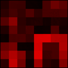 a pattern of red squares on a black background that looks like a maze