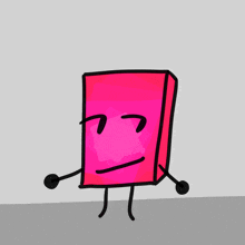 a drawing of a pink box with a face and arms and legs