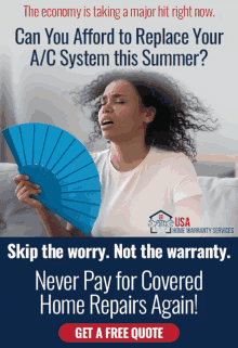 an advertisement for usa home warranty services