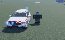 a police car with a blue light on top of it