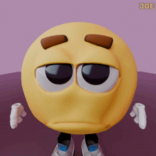 a cartoon smiley face with a purple background and the word joe below it