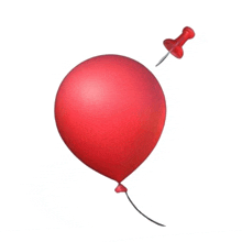 a red balloon with a red pin in it