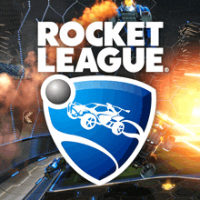 a logo for rocket league with a car and a ball on it