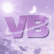 the letter vb is on a purple background with a rainbow and a crescent moon .