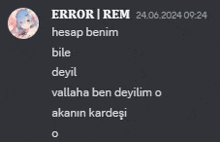 a screenshot of a message from error rem dated 24/06/2024