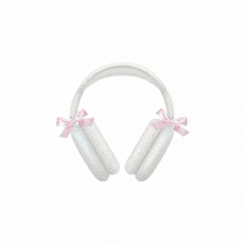 a pair of white headphones with pink bows on them