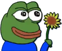 a frog is holding a sunflower in his hand
