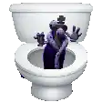 a cartoon character is sitting in a toilet with a cross on his head .