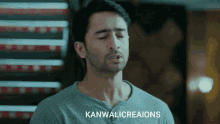 a man with his eyes closed and the words kanwalicreations on the bottom right