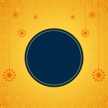 a blue circle is on a yellow background