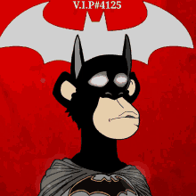 a cartoon of a monkey wearing a batman costume with the words vip # 4125 above it