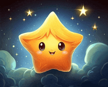 a cartoon illustration of a star with a face