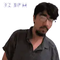 a pixelated image of a man with glasses and the words 32 bpm