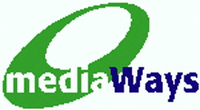 a green and blue logo for mediaways with a white circle in the middle