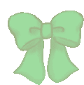 a green bow on a white background is a pixel art .